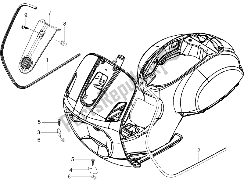 Toutes les pièces pour le Bouclier Avant du Vespa LX 150 4T 2006