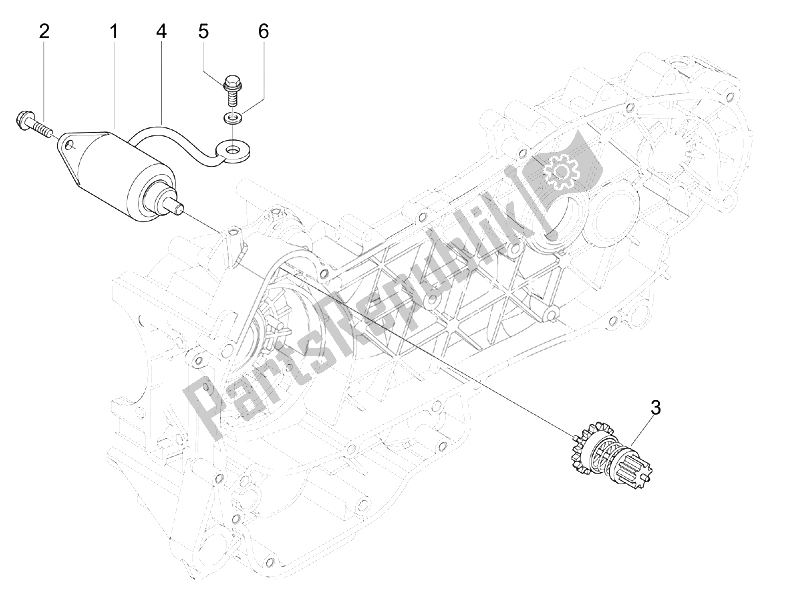 All parts for the Stater - Electric Starter of the Vespa Granturismo 200 L USA 2007