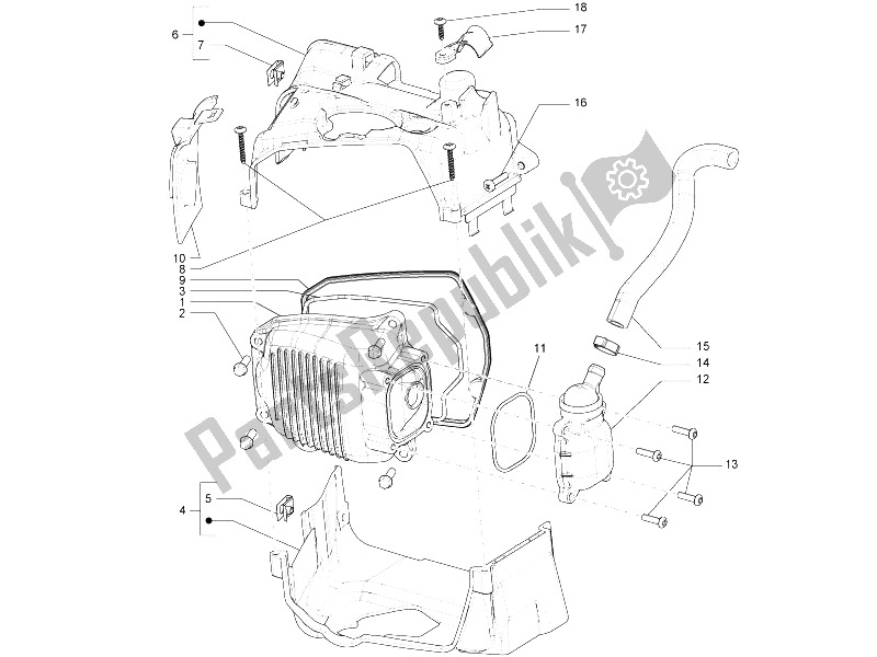 Toutes les pièces pour le Le Couvre-culasse du Vespa S 150 4T 2V E3 Taiwan 2011