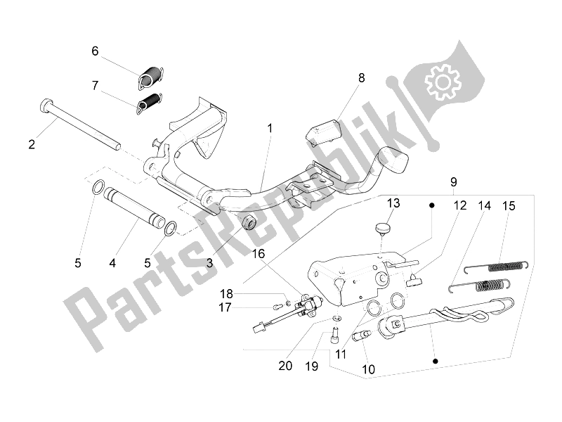 All parts for the Stand/s of the Vespa S 150 4T 3V IE Vietnam 2012