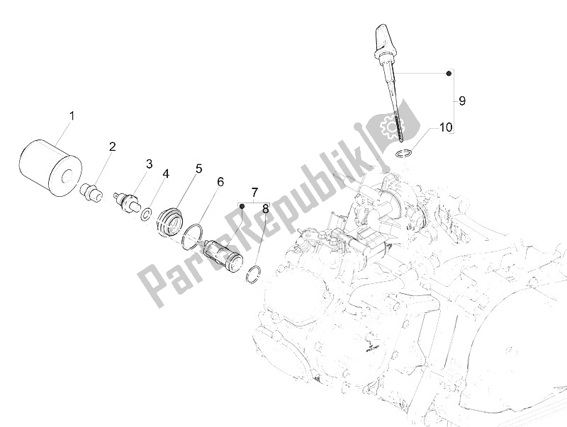 Tutte le parti per il Coperchio Magnete Volano - Filtro Olio del Vespa Vespa GTS 125 4T E4 ABS EU 2016