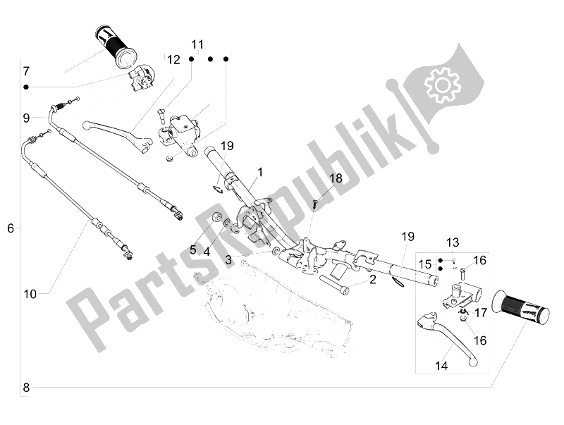 All parts for the Handlebars - Master Cil. Of the Vespa 150 Sprint 4T 3V IE China 2015