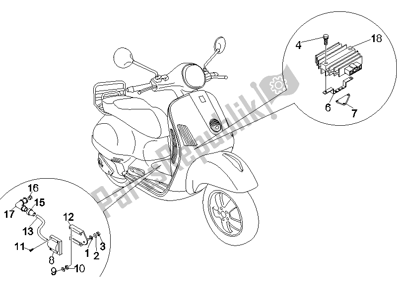 Toutes les pièces pour le Régulateurs De Tension - Unités De Commande électronique (ecu) - H. T. Bobine du Vespa GTS 250 ABS UK 2005