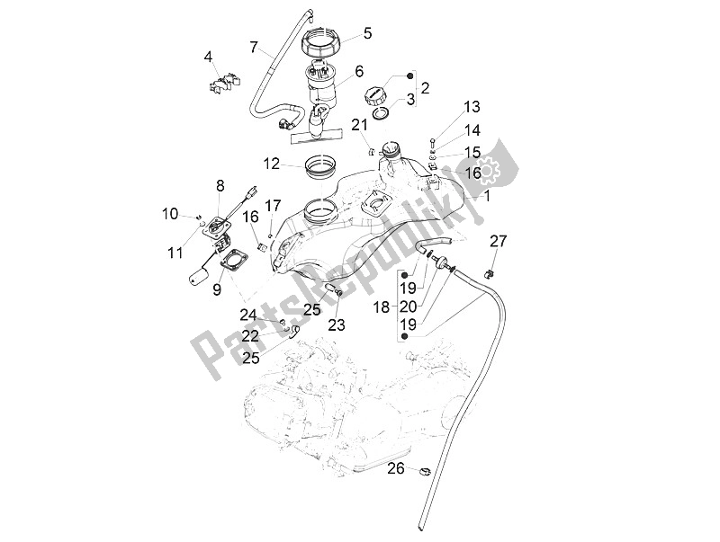 Toutes les pièces pour le Réservoir D'essence du Vespa Vespa Sprint Iget 125 4T 3V IE ABS Asia 2016