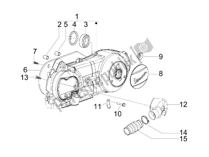 Toutes les pièces pour le Couvercle De Carter - Refroidissement Du Carter du Vespa S 150 4T 2008