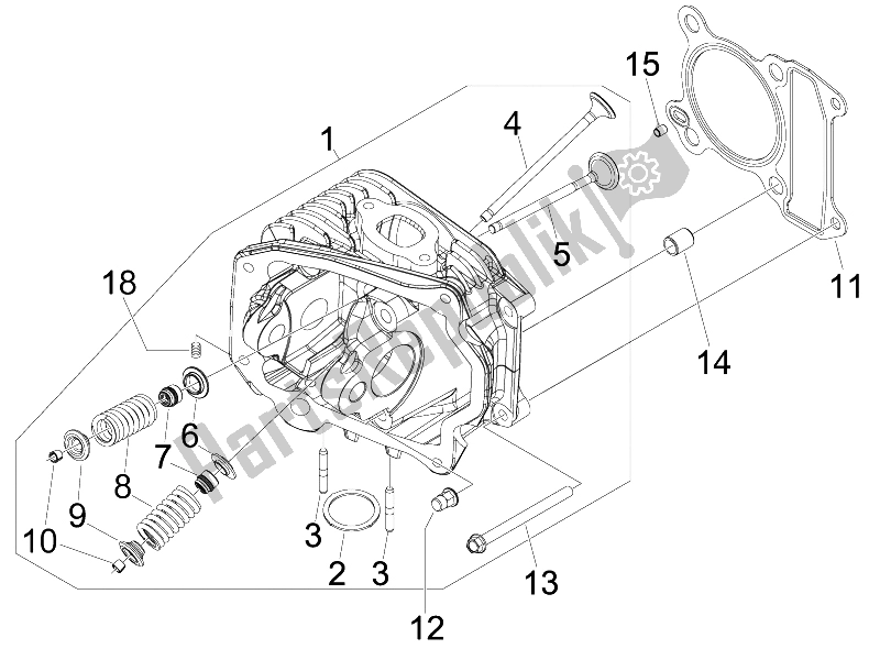 Alle onderdelen voor de Head Unit - Klep van de Vespa S 150 4T 2008