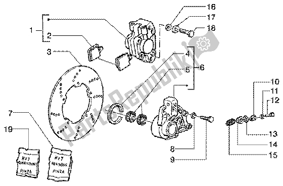 Toutes les pièces pour le étrier De Frein à Disque du Vespa ET4 125 Leader 2000