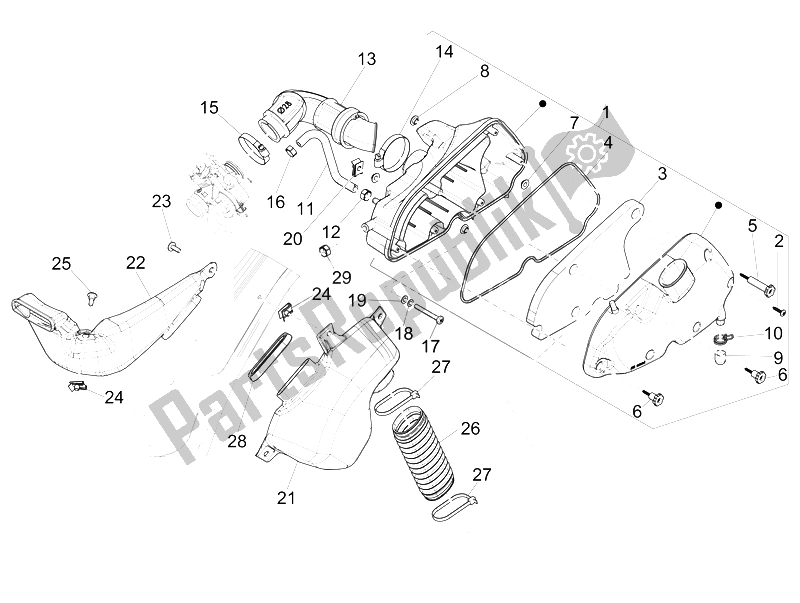 All parts for the Air Filter of the Vespa 150 4T 3V IE Primavera China 2015