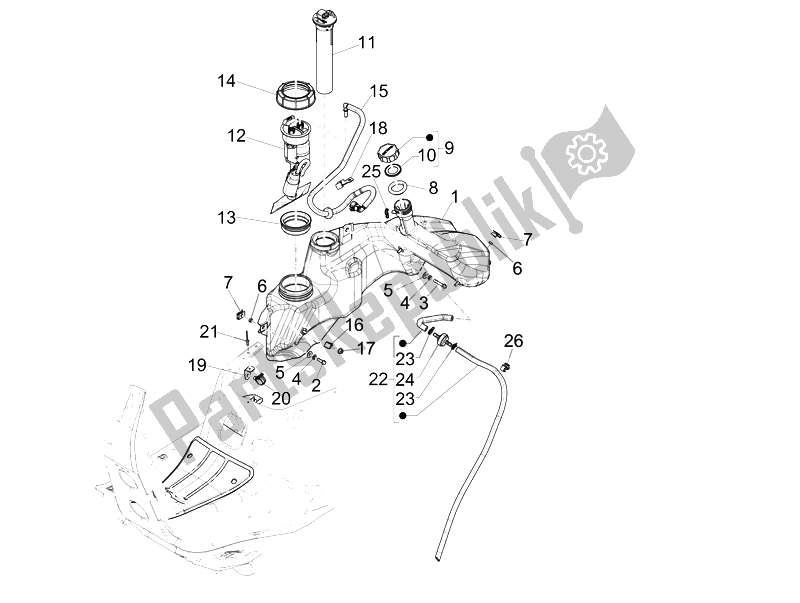 Toutes les pièces pour le Réservoir D'essence du Vespa GTS Super 150 IE 4T 3V 2014