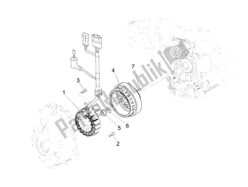 Todas as partes de Magneto Volante do Vespa Vespa GTS 300 IE ABS USA Canada 2014