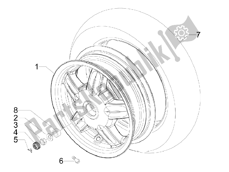 Tutte le parti per il Ruota Posteriore del Vespa S 125 4T Vietnam 2009