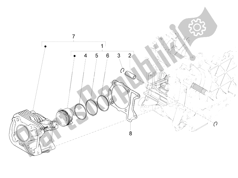 Todas las partes para Unidad De Pasador Cilindro-pistón-muñeca de Vespa Vespa 125 4T 3V IE Primavera EU 2014