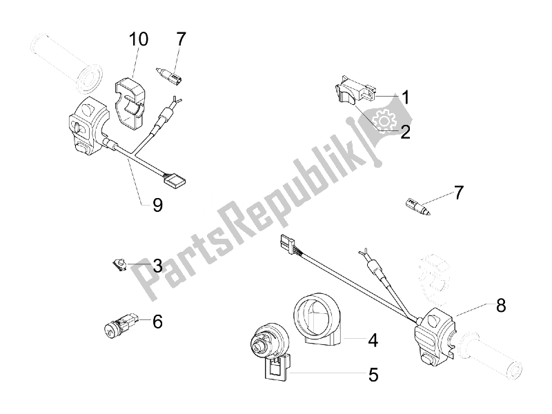 Todas las partes para Selectores - Interruptores - Botones de Vespa GTV 250 IE USA 2007