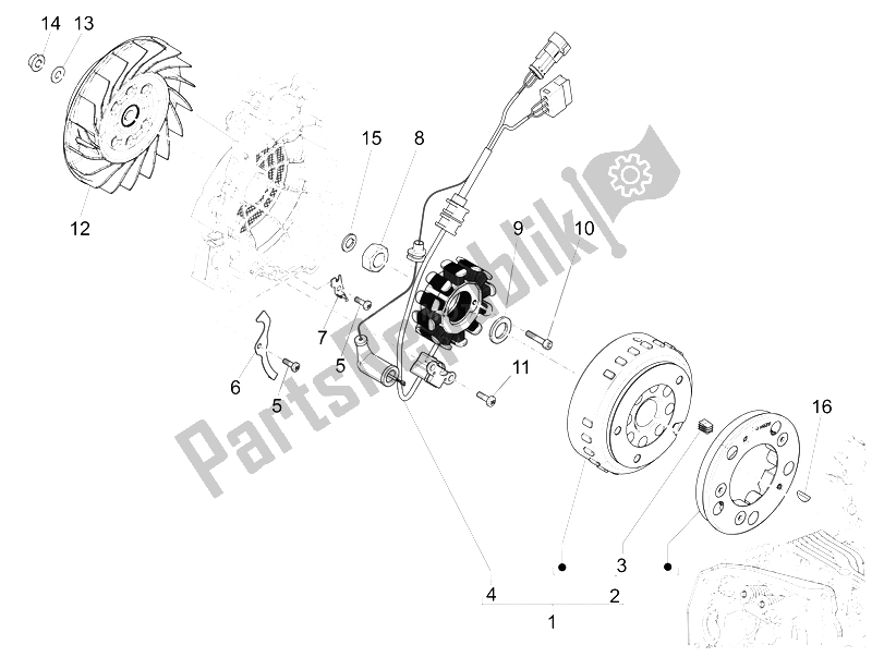 Toutes les pièces pour le Volant Magnéto du Vespa 150 Sprint 4T 3V IE Vietnam 2015