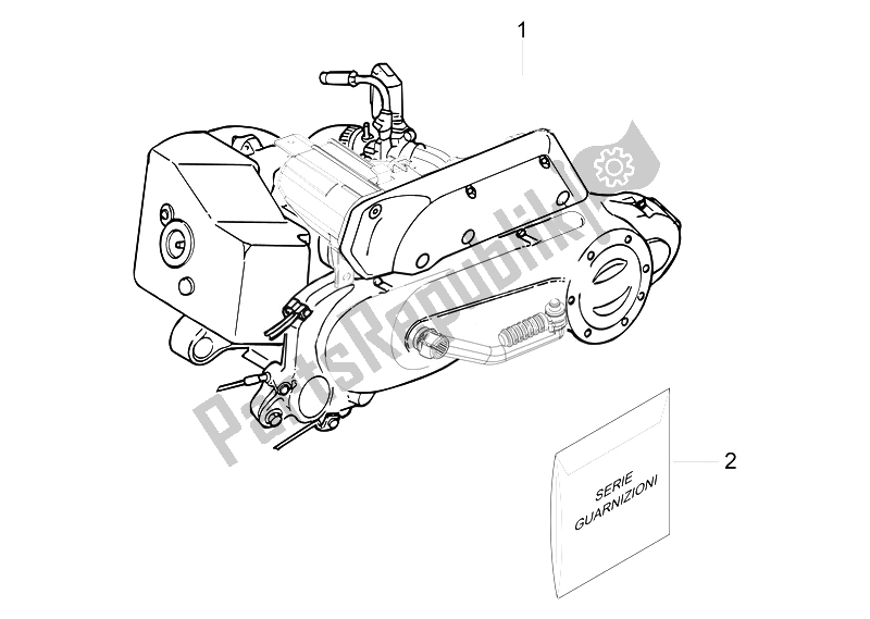 Alle onderdelen voor de Motor Assemblage van de Vespa Vespa Sprint 50 2T EU 2014