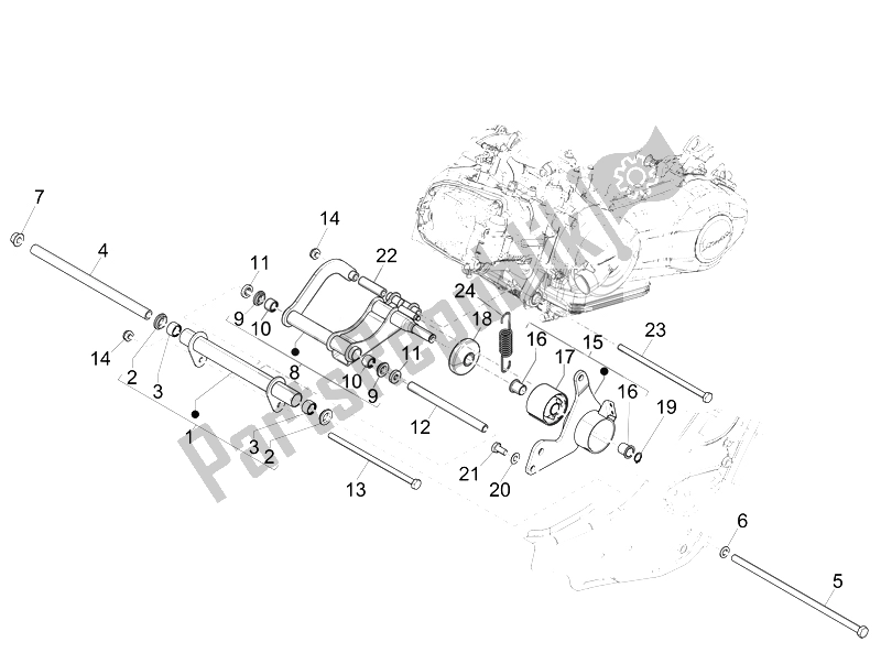 Toutes les pièces pour le Bras Oscillant du Vespa GTS 300 IE ABS Super China 2014