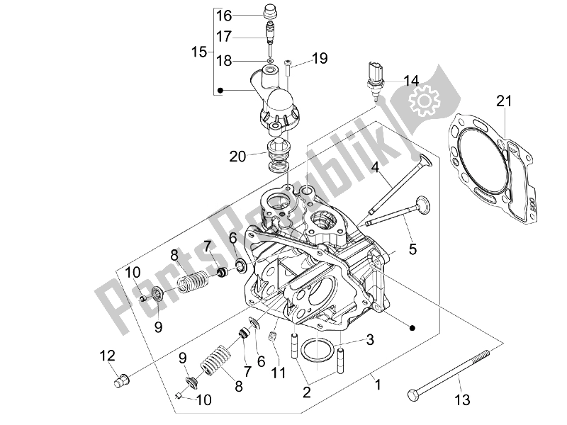 Toutes les pièces pour le Unité De Tête - Valve du Vespa GTS 300 IE Super ABS USA 2014