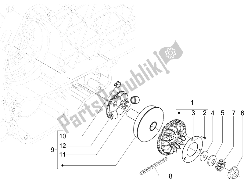 Toutes les pièces pour le Poulie Motrice du Vespa S 125 4T E3 UK 2007