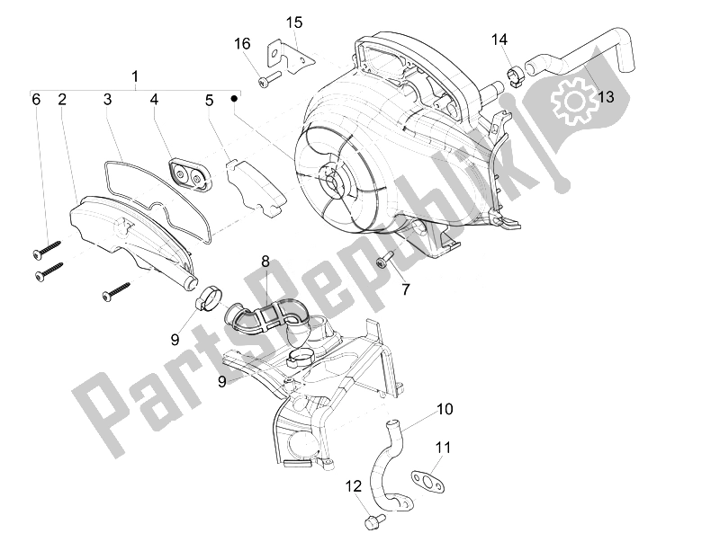 All parts for the Secondary Air Box of the Vespa Vespa Sprint 50 4T 2V 25 KMH EU 2014