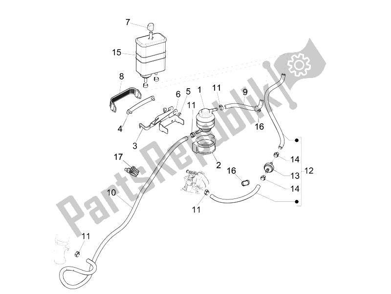 Toutes les pièces pour le Système Anti-percolation du Vespa 946 150 2014