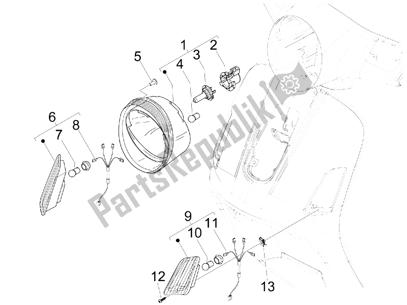 Todas las partes para Faros Delanteros - Luces Intermitentes de Vespa GTS 300 IE Super 2008