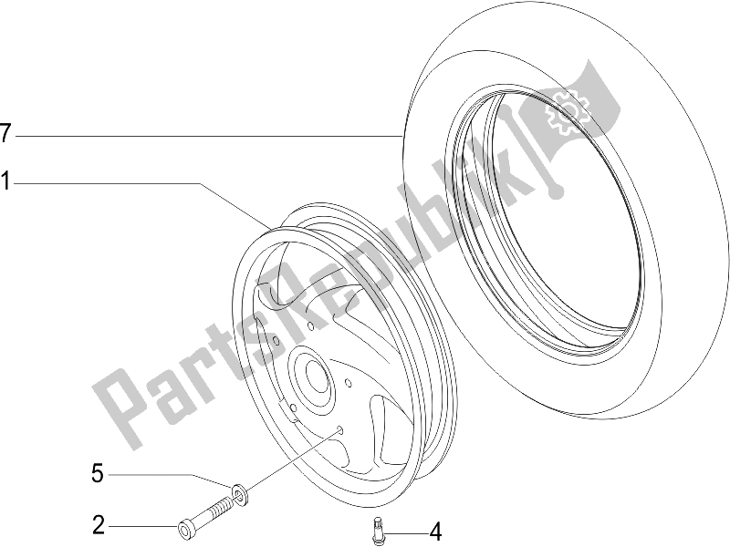 Toutes les pièces pour le Roue Avant du Vespa LXV 125 4T E3 2006