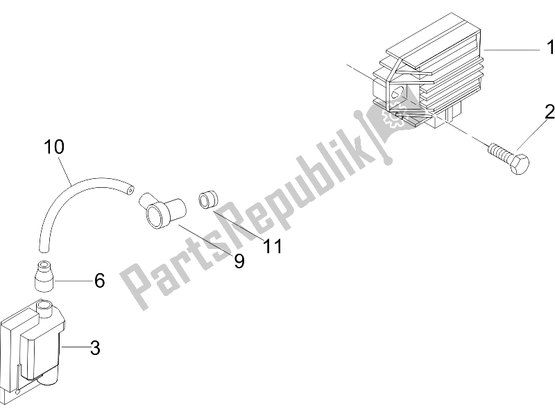 All parts for the Voltage Regulators - Electronic Control Units (ecu) - H. T. Coil of the Vespa LX 50 4T 4V NL 2011