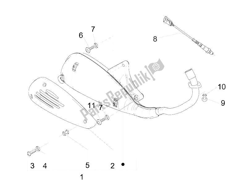 All parts for the Silencer of the Vespa S 125 4T IE E3 Vietnam 2011