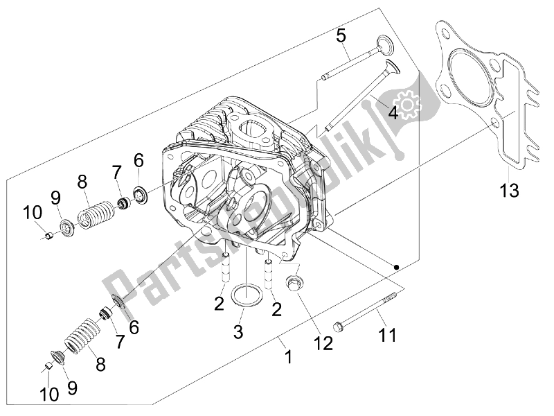 Toutes les pièces pour le Unité De Tête - Valve du Vespa S 125 4T E3 UK 2007