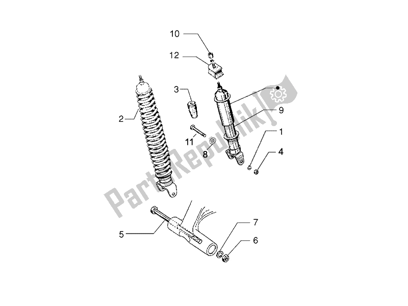 Todas las partes para Suspensión Trasera - Amortiguador / S de Vespa PX 125 2011