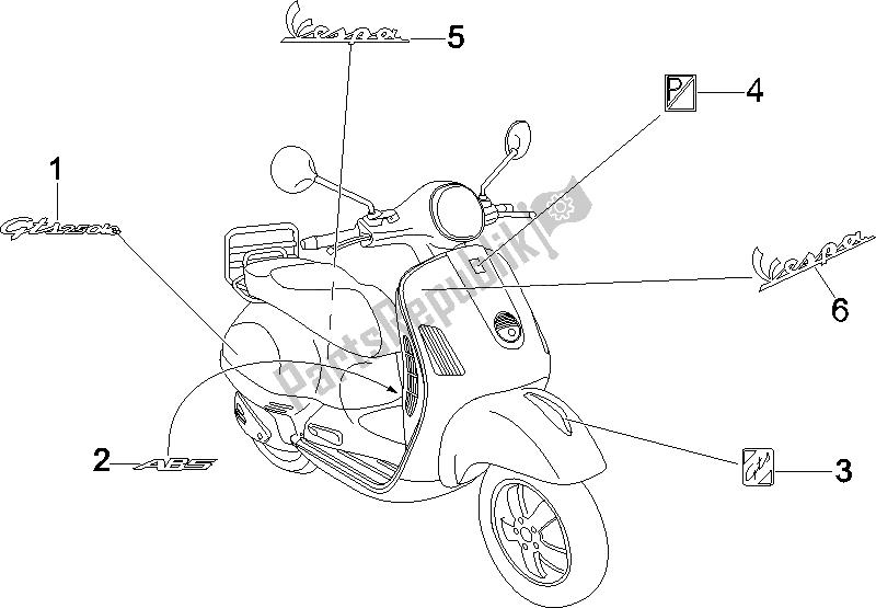 Todas las partes para Placas - Emblemas de Vespa GTS 250 ABS 2005