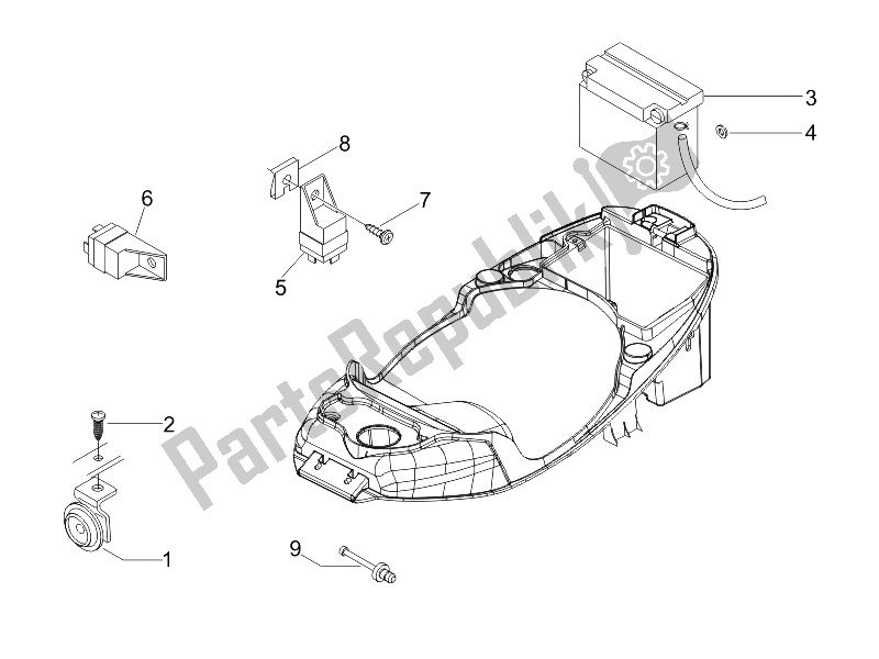 Tutte le parti per il Interruttori Del Telecomando - Batteria - Avvisatore Acustico del Vespa LX 125 4T E3 2006