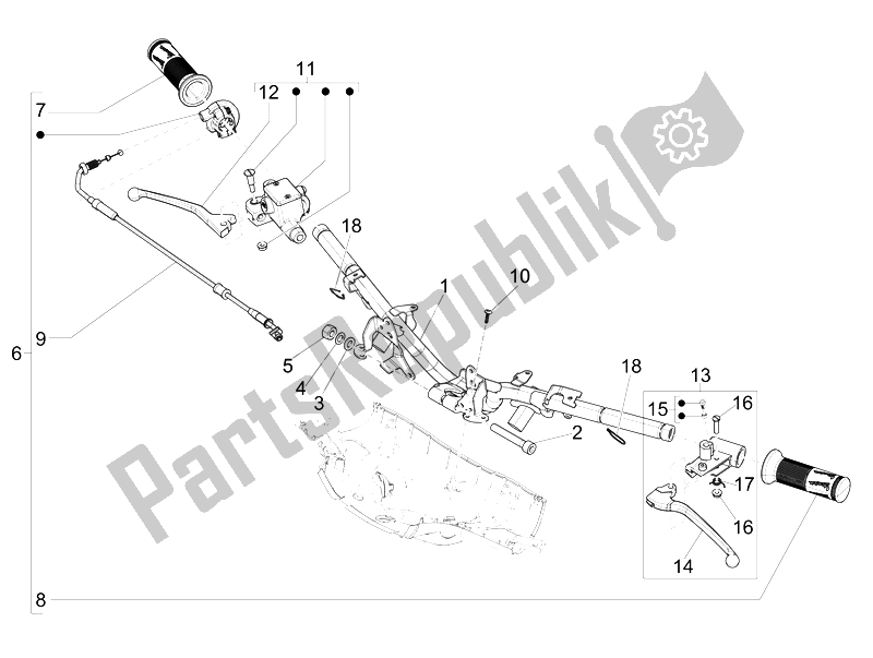 Toutes les pièces pour le Guidon - Master Cil. Du Vespa Sprint 50 4T 4V USA 2014