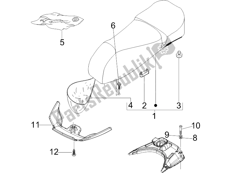 Toutes les pièces pour le Selle / Sièges du Vespa GTV 250 IE UK 2006