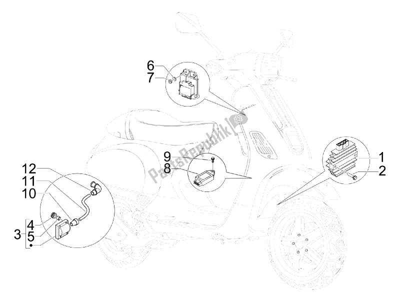 Toutes les pièces pour le Régulateurs De Tension - Unités De Commande électronique (ecu) - H. T. Bobine du Vespa S 50 2T UK 2007