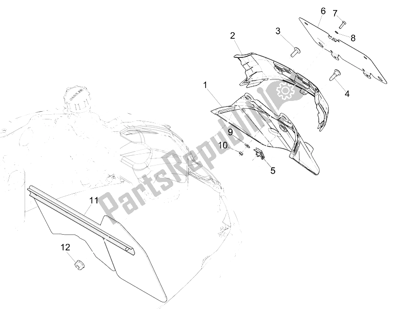 Todas las partes para Cubierta Trasera - Protector Contra Salpicaduras de Vespa Vespa GTS 300 IE Super ABS USA 2014