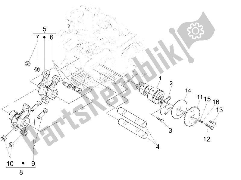 Toutes les pièces pour le Leviers à Bascule Support Unité du Vespa Granturismo 125 L E3 2006