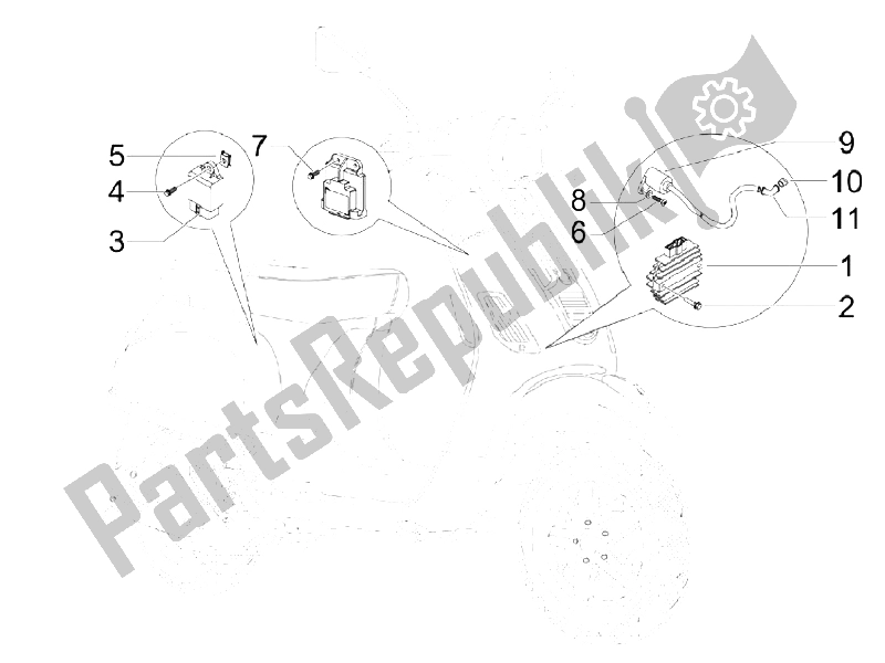 Alle onderdelen voor de Spanningsregelaars - Elektronische Regeleenheden (ecu) - H. T. Spoel van de Vespa S 125 4T Vietnam 2009