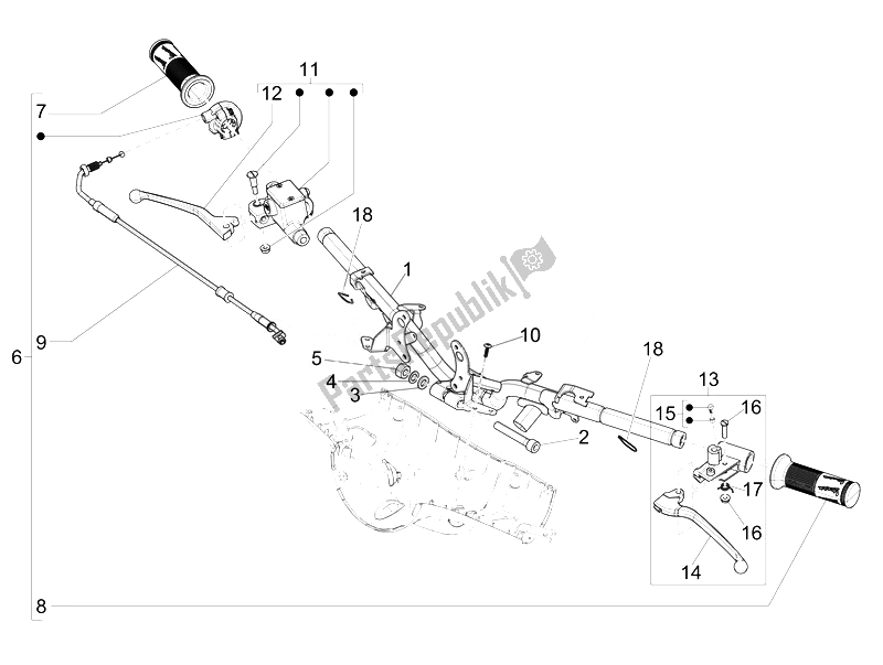 All parts for the Handlebars - Master Cil. Of the Vespa Vespa Primavera 50 4T 4V EU 2014