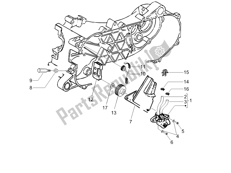 All parts for the Oil Pump of the Vespa Primavera 50 2T 2014