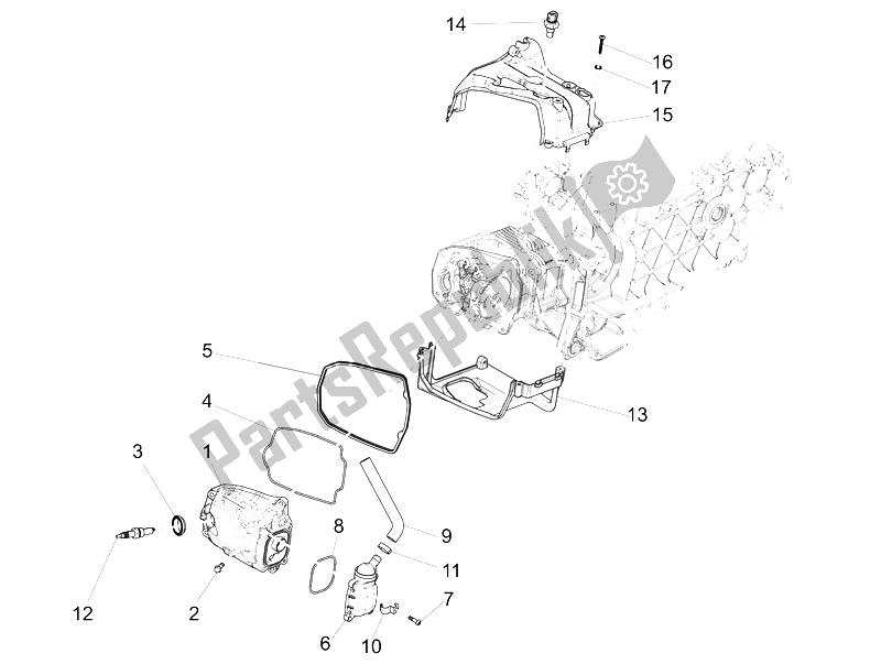 Todas las partes para Cubierta De Tapa De Cilindro de Vespa 150 Sprint 4T 3V IE China 2015