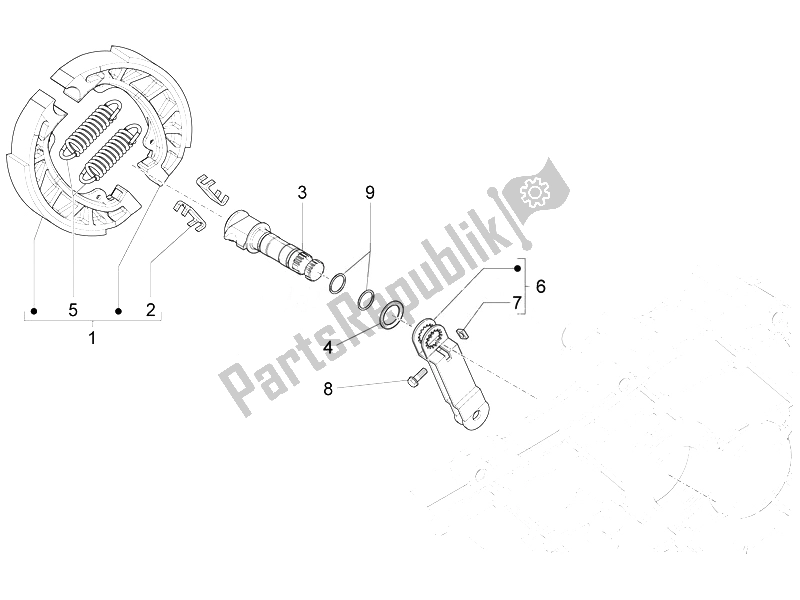 Alle onderdelen voor de Achterrem - Remklauw van de Vespa Vespa Sprint 50 4T 2V 25 KMH EU 2014