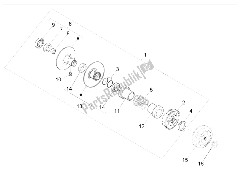 Toutes les pièces pour le Poulie Menée du Vespa Vespa Sprint 50 2T EU 2014