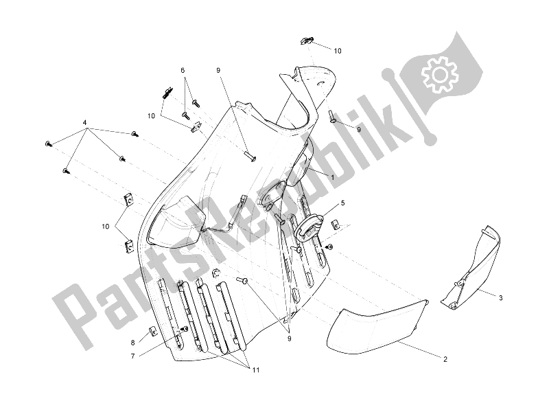 Tutte le parti per il Vano Portaoggetti Anteriore - Pannello Di Protezione Per Le Ginocchia del Vespa S 125 4T 2V E3 Taiwan 2011