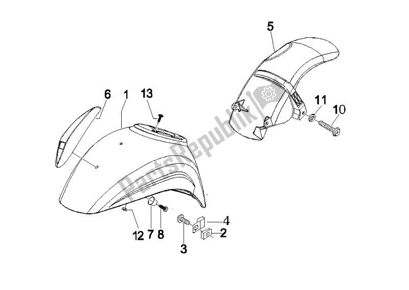 Tutte le parti per il Passaruota - Parafango del Vespa LX 150 4T IE E3 2009