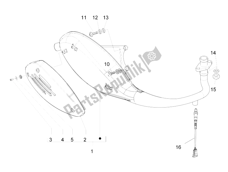 Tutte le parti per il Silenziatore del Vespa S 125 4T IE E3 College 2009