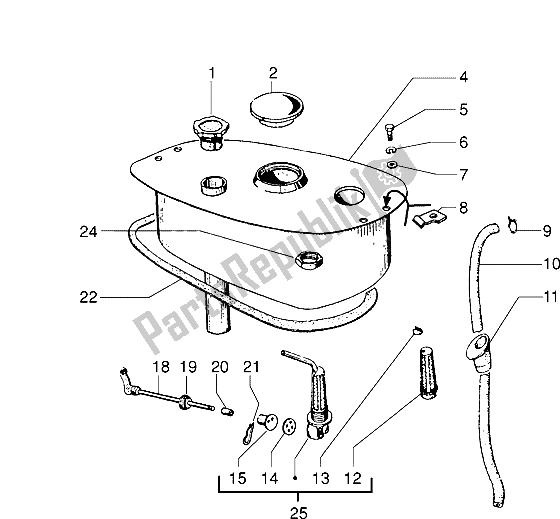 All parts for the Fuel Tank of the Vespa PX 125 E 1992