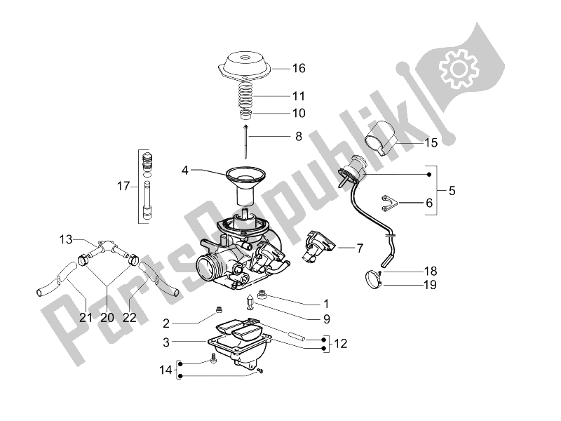 Todas las partes para Componentes Del Carburador de Vespa GTV 125 4T E3 UK 2006