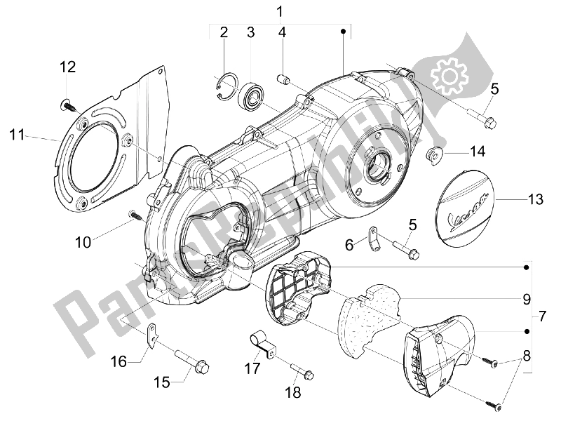 Toutes les pièces pour le Couvercle De Carter - Refroidissement Du Carter du Vespa GTS 300 IE Super 2008