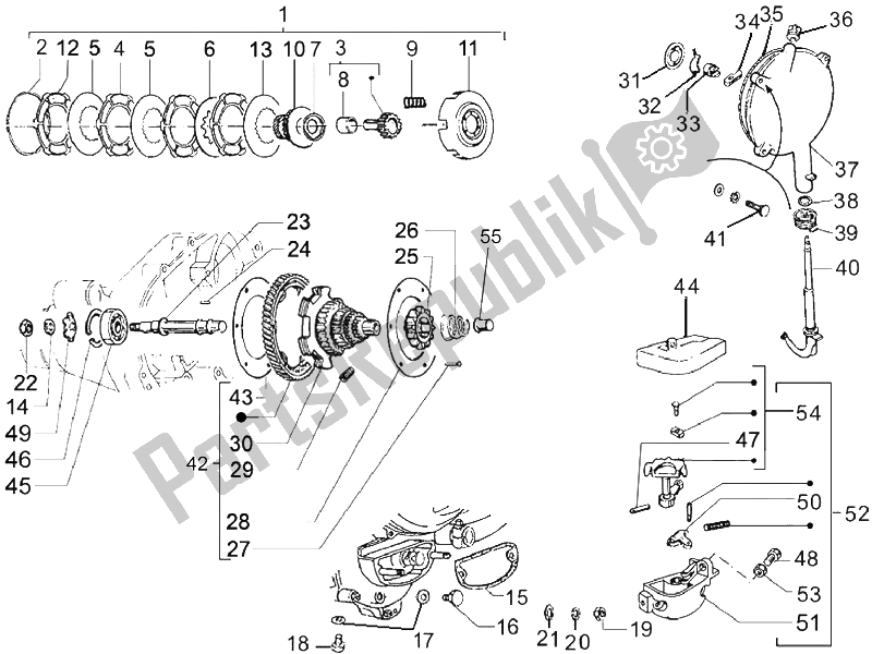 Alle onderdelen voor de Versnellingsbak Componenten van de Vespa Vespa PX 150 EU Asia 2011